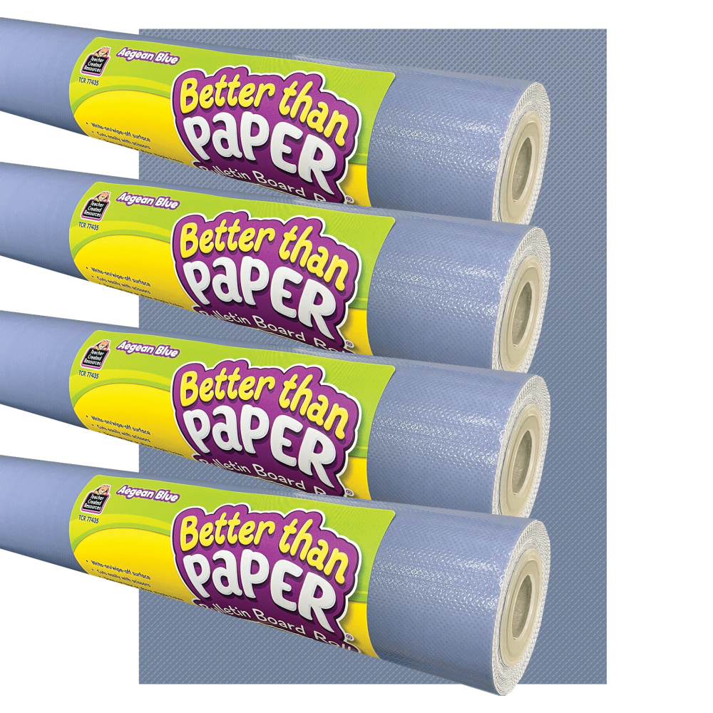 Teacher Created Resources Better Than Paper Bulletin Board Rolls, 4ft x 12ft, Aegean Blue, Set Of 4 Rolls MPN:TCR32466