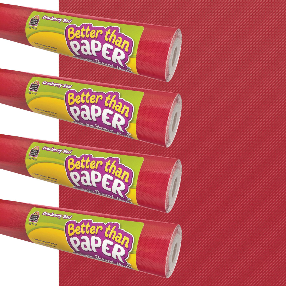 Teacher Created Resources Better Than Paper Bulletin Board Roll, 4ft x 12ft, Cranberry Red, 4-Pack MPN:TCR32474