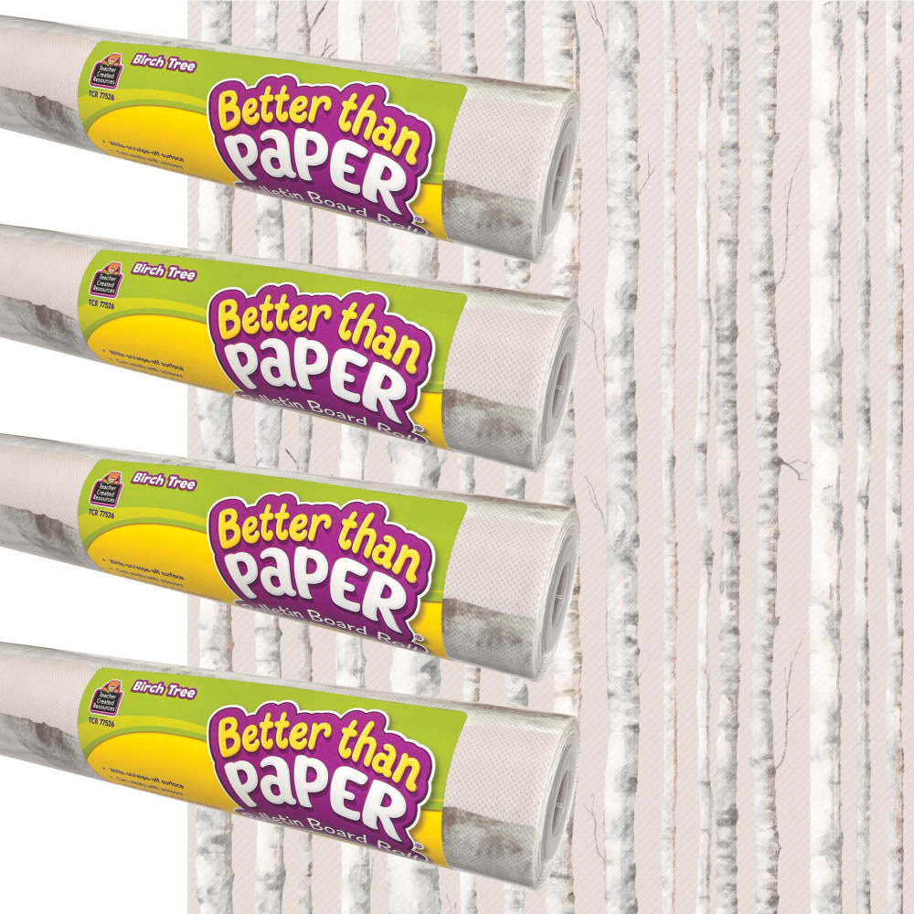 Teacher Created Resources Better Than Paper Bulletin Board Roll, 4ft x 12ft, Birch Trees, 4-Pack MPN:TCR32477