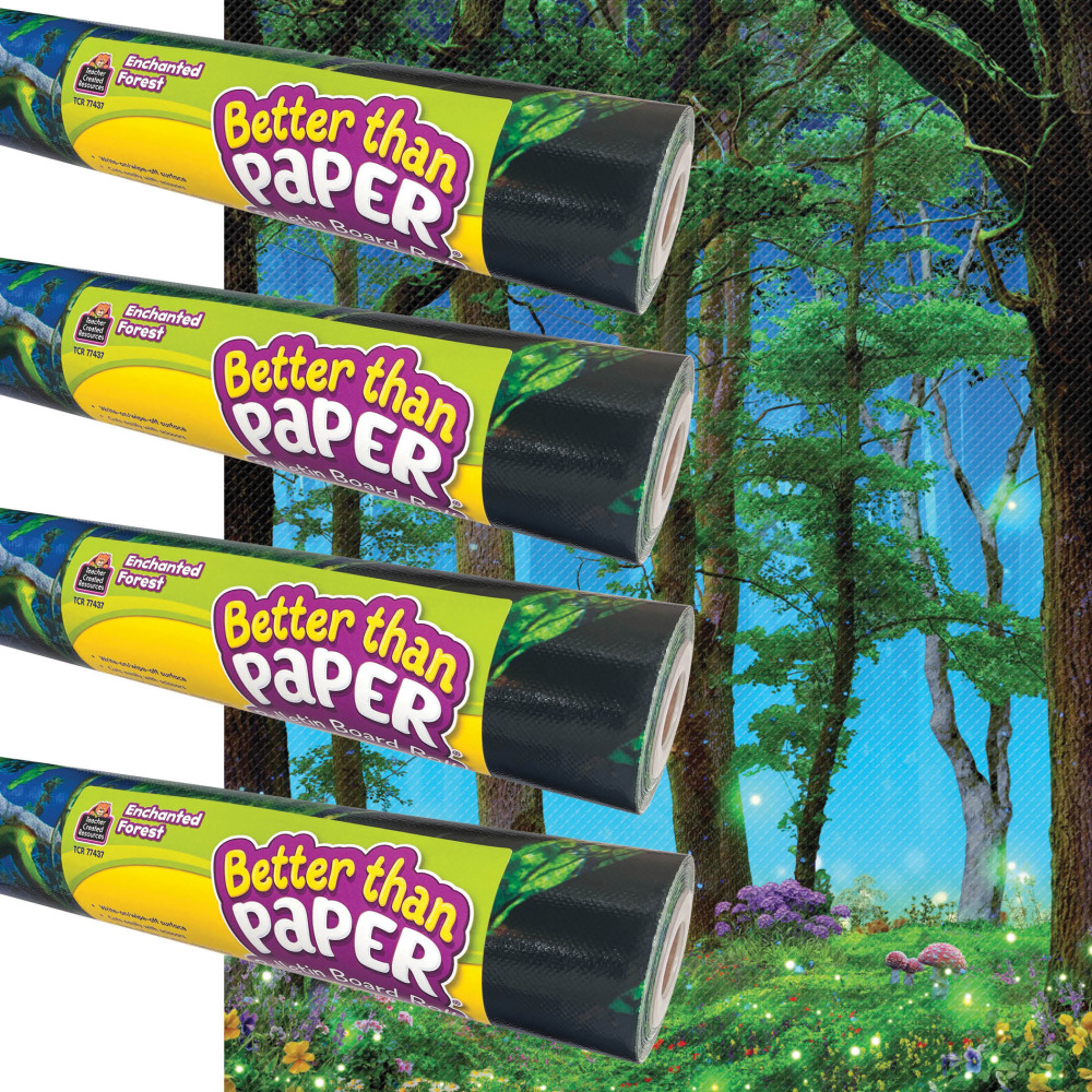 Teacher Created Resources Better Than Paper Bulletin Board Roll, 4ft x 12ft, Enchanted Forest, 4-Pack MPN:TCR32480