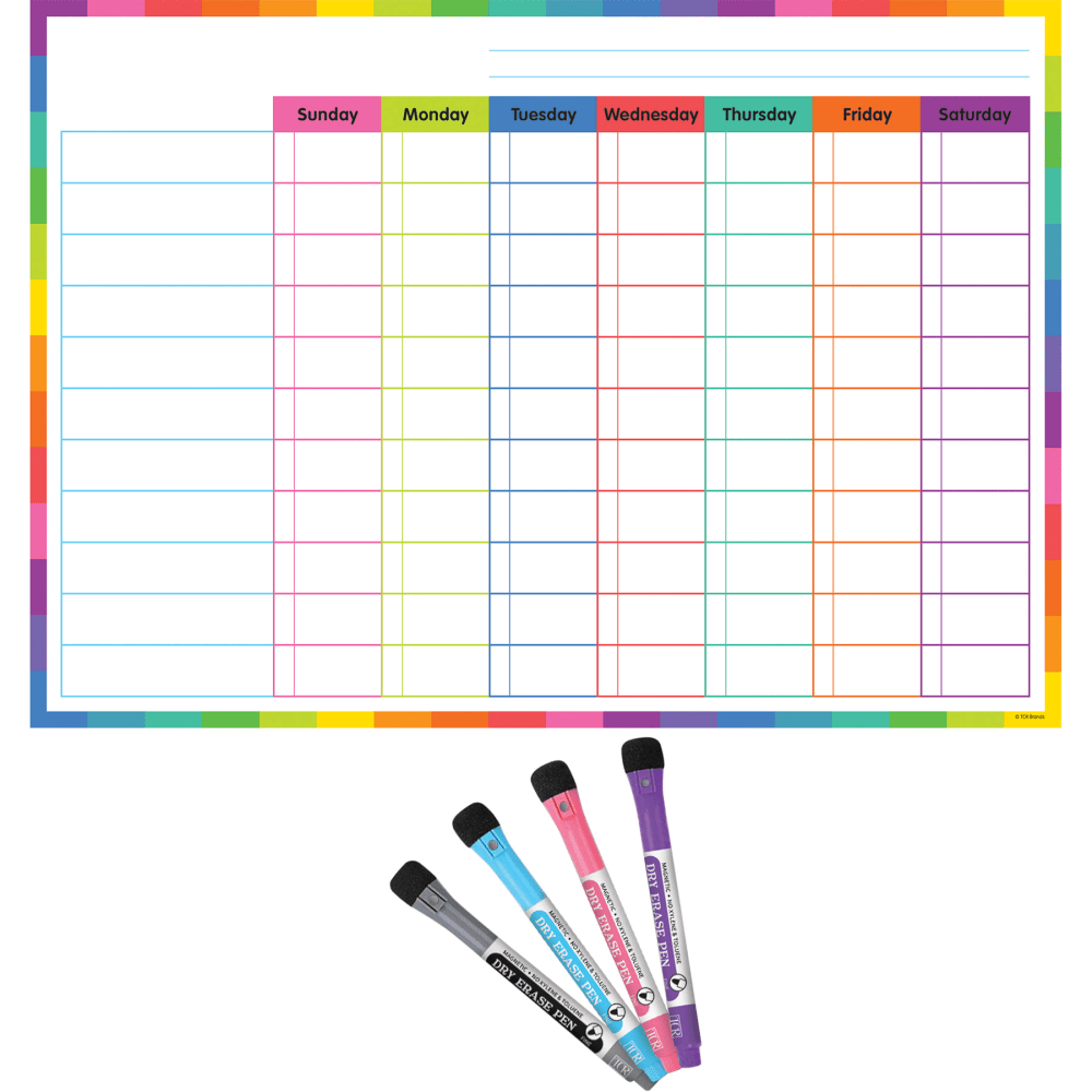 Teacher Created Resources Colorful Dry-Erase Magnetic Task Chart, 17in x 12in, Multicolor MPN:TCR71001