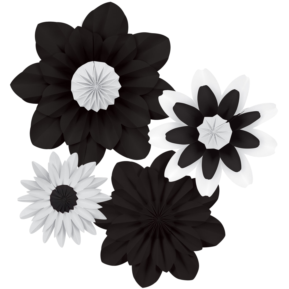 Teacher Created Resources Paper Flowers, Black/White, Pack Of 4 Flowers MPN:TCR8351