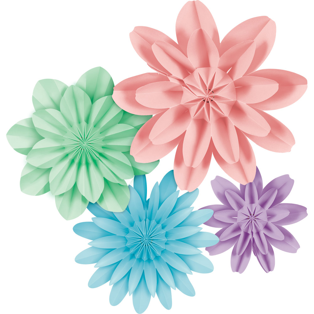Teacher Created Resources Paper Flowers, Pastel Pop, Pack Of 4 Flowers MPN:TCR8352