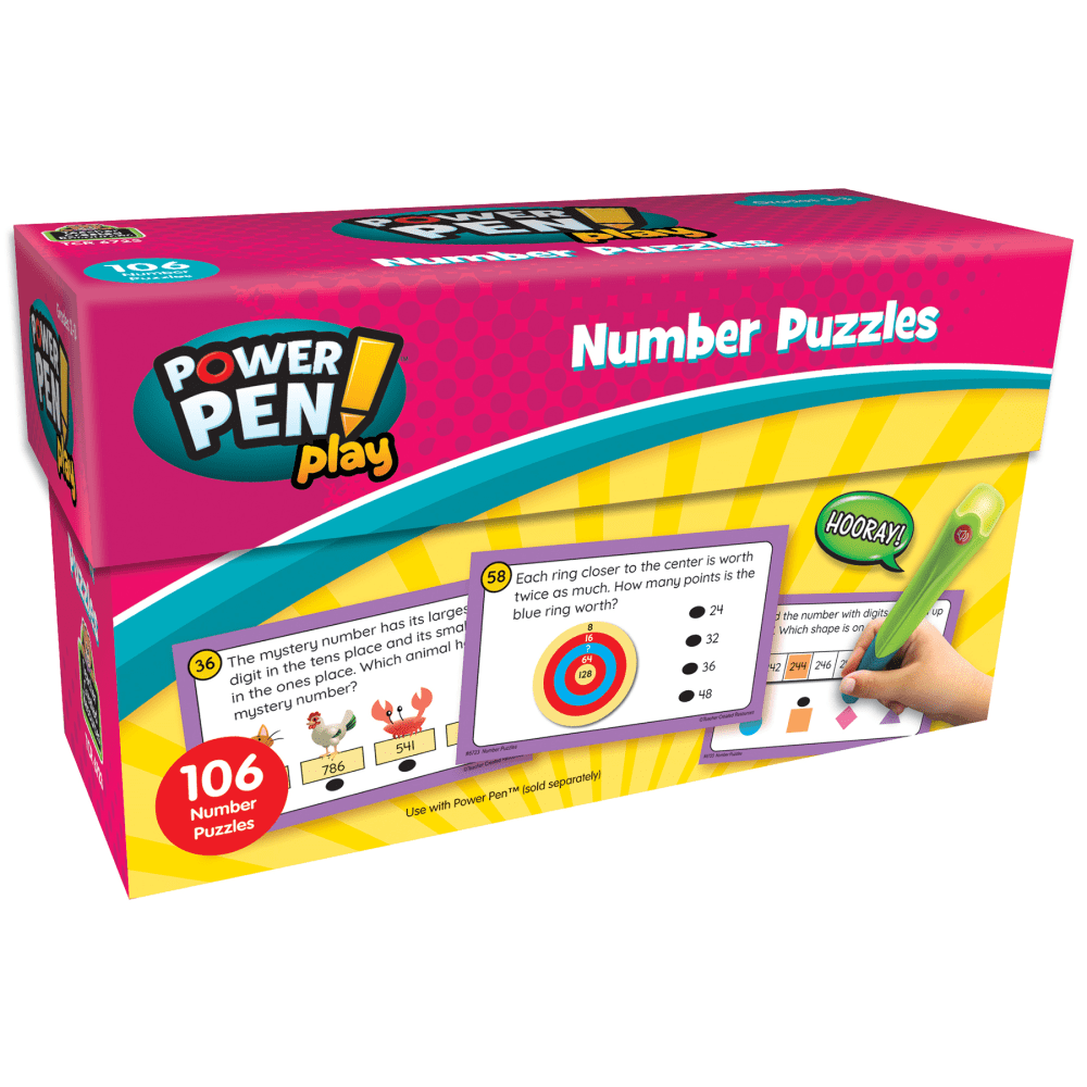 Teacher Created Resources Power Pen Play Cards, Number Puzzles, Set Of 53 Cards, Grades 2 To 3 MPN:TCR6723