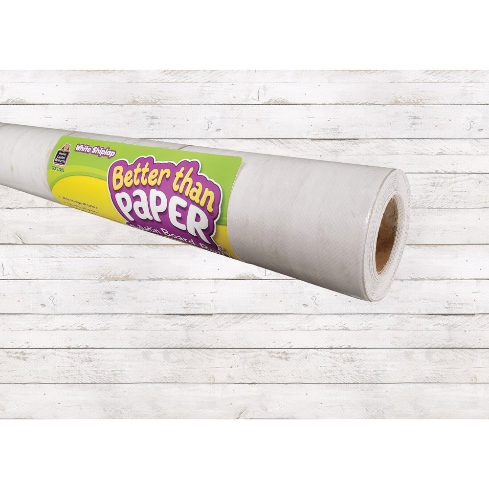Teacher Created Resources Bulletin Board Roll - Bulletin Board, Poster, Student - 12 ft Height x 48in Width - White Shiplap - Fabric - 1 Roll MPN:77498
