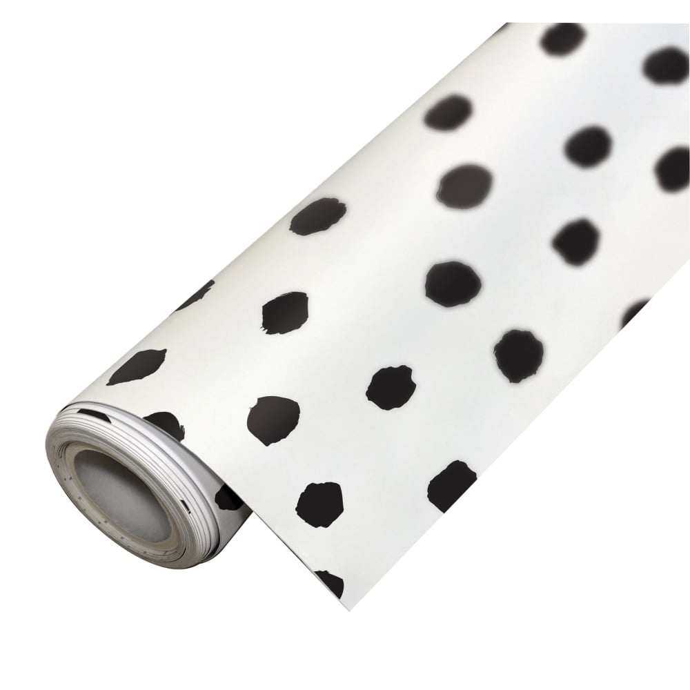 Teacher Created Resources Peel And Stick Decorative Paper Roll, 17-1/2in x 10', Black Painted Dots MPN:TCR70002