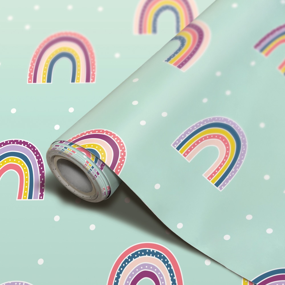 Teacher Created Resources Peel And Stick Decorative Paper Roll, 17-1/2in x 10', Oh Happy Day Rainbow MPN:TCR70006