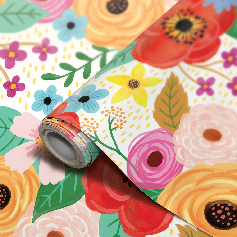 Teacher Created Resources Peel And Stick Decorative Paper Roll, 17-1/2in x 10', Wildflowers MPN:TCR70010
