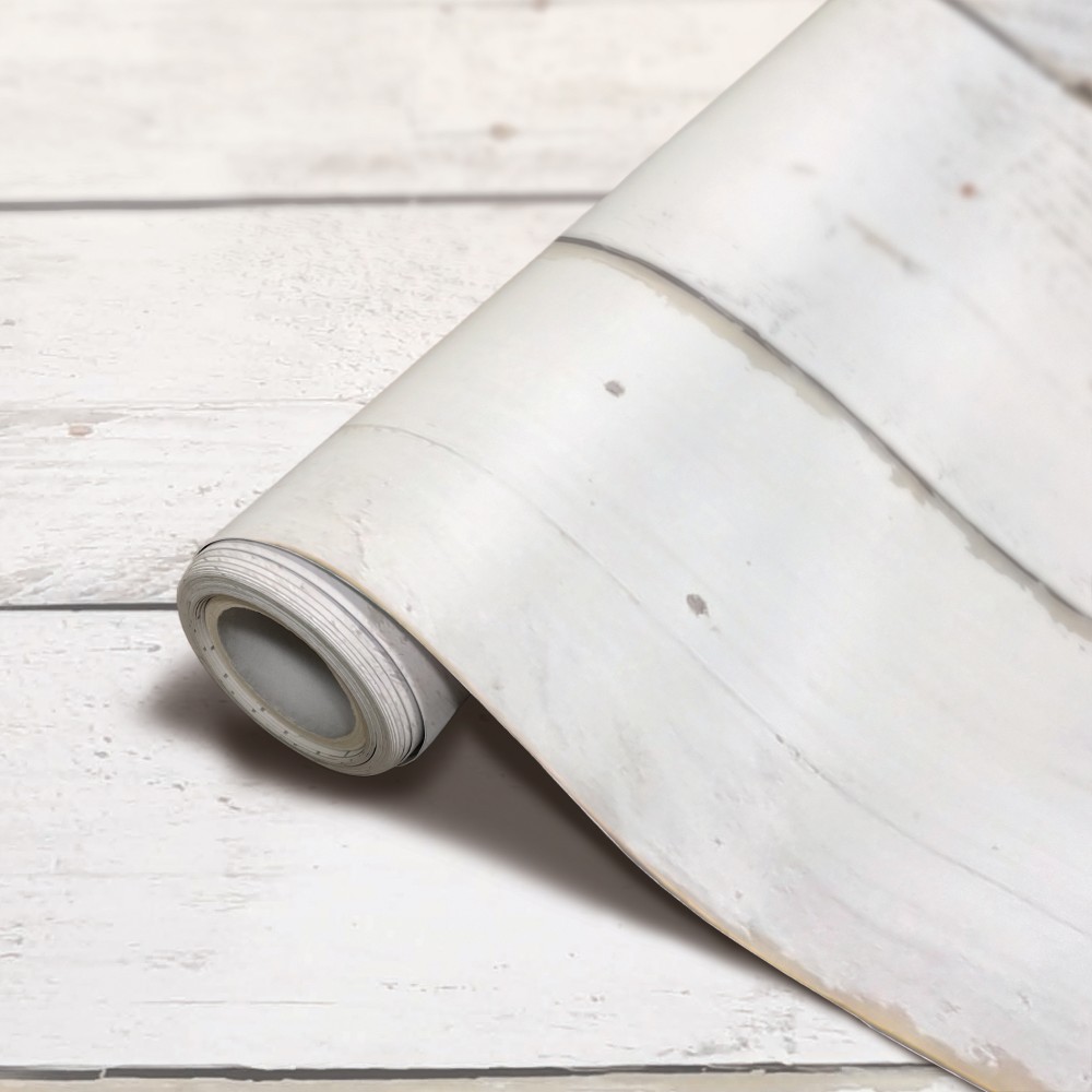 Teacher Created Resources Peel And Stick Decorative Paper Roll, 17-1/2in x 10', White Shiplap MPN:TCR70000