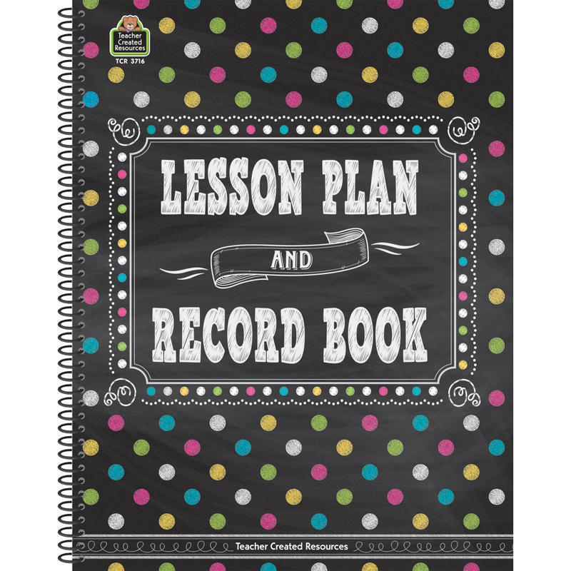 Teacher Created Resources Lesson Plan And Record Books, Chalkboard Brights, Pack Of 2 MPN:TCR3716-2