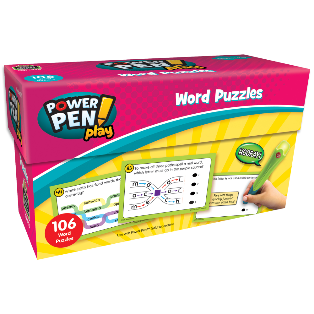Teacher Created Resources Power Pen Play Cards, Word Puzzles, Set Of 53 Cards, Grades 2 To 3 MPN:TCR6725