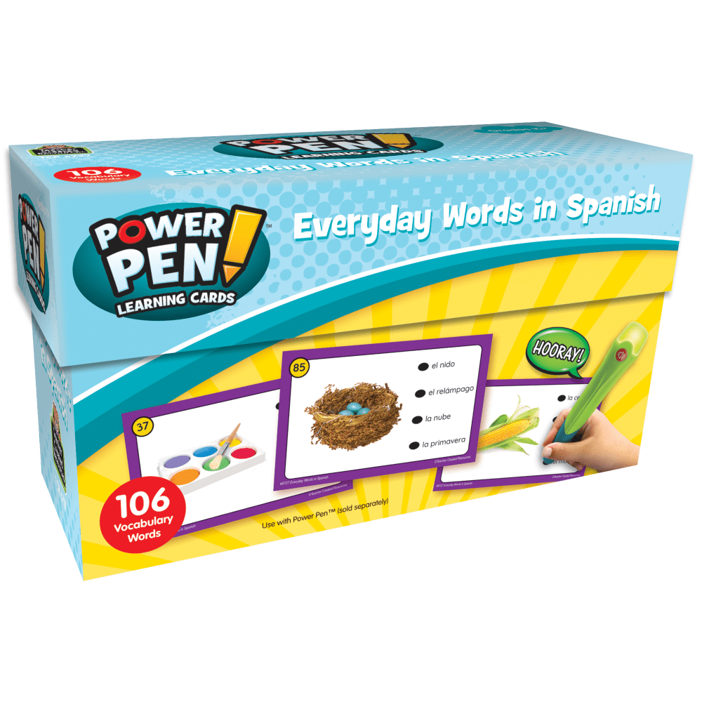 Teacher Created Resources Power Pen Learning Cards, Everyday Words in Spanish, Set Of 53 Cards MPN:TCR6727