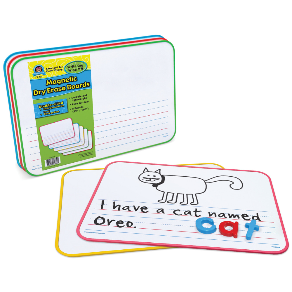 Teacher Created Resources Magnetic Double-Sided Show and Tell Early Writing Dry Erase Boards, Pack Of 5 MPN:TCR77077