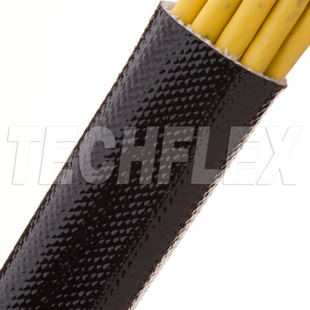 Braided Cable Sleeve, 7/8 in Inside Dia., 50 ft, Acrylic Fiberglass, Black MPN:AGA0.88BK