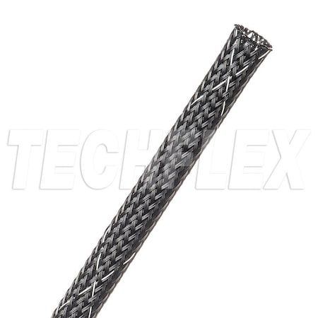 Braided Cable Sleeve, 1/4 in Inside Dia., 7/16 in Max Bundle Dia., 100 ft, Black; White MPN:CCF0.25TB