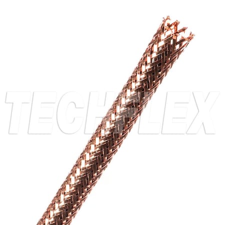 Braided Cable Sleeve, 1/4 in Inside Dia., 5/16 in Max Bundle Dia., 125 ft, Copper MPN:CXN0.25CP