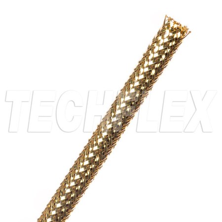 Braided Cable Sleeve, 1/4 in Inside Dia., 5/16 in Max Bundle Dia., 125 ft, Gold MPN:CXN0.25GL