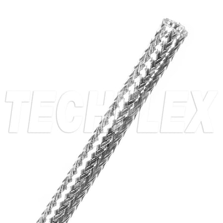 Braided Cable Sleeve, 1/4 in Inside Dia., 5/16 in Max Bundle Dia., 125 ft, Silver MPN:CXN0.25SV
