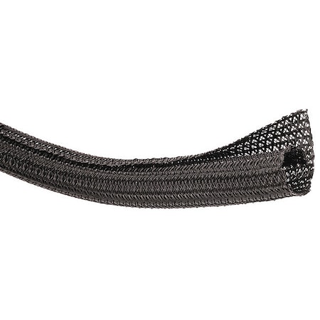 Braided Cable Sleeve, 1/4 in Inside Dia., 1/4 in Max Bundle Dia., 200 ft, Black MPN:F6N0.25BK