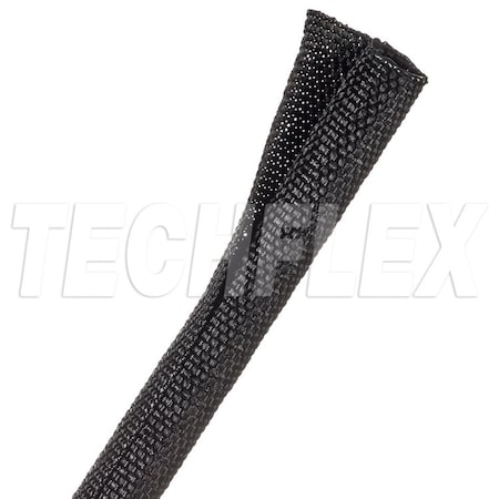 Braided Cable Sleeve, 3/8 in Inside Dia., 0.375 in Max Bundle Dia., 100 ft, Fiberglass, Black MPN:F6W0.38BK