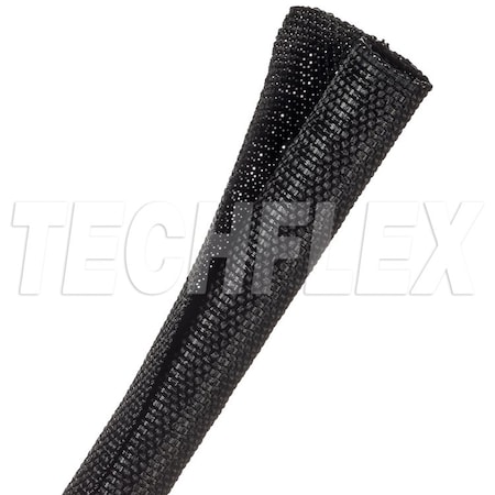 Braided Cable Sleeve, 1/2 in Inside Dia., 1/2 in Max Bundle Dia., 75 ft, Fiberglass, Black MPN:F6W0.50BK
