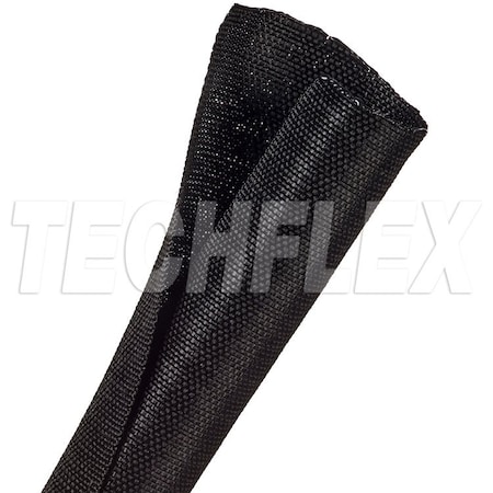 Braided Cable Sleeve, 1 in Inside Dia., 1 in Max Bundle Dia., 50 ft, Fiberglass, Black MPN:F6W1.00BK