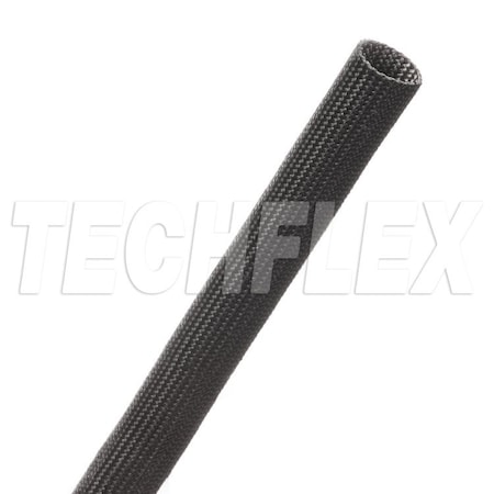 Braided Cable Sleeve, 3/8 in Inside Dia., 0.39 in Max Bundle Dia., 50 ft, Fiberglass, Black MPN:FGL0.38BK