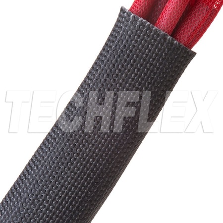 Braided Cable Sleeve, 3/4 in Inside Dia., 0.786 in Max Bundle Dia., 50 ft, Fiberglass, Black MPN:FGL0.75BK