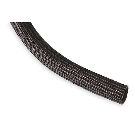 Braided Cable Sleeve, 3/8 in Inside Dia., 0.625 in Max Bundle Dia., 100 ft, Fiberglass, Black MPN:FGN0.38BK100
