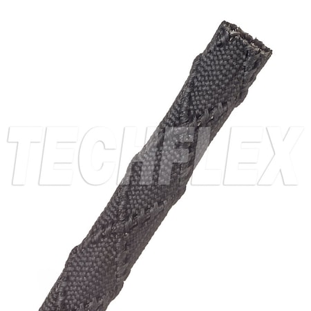 Braided Cable Sleeve, 1/2 in Inside Dia., 7/8 in Max Bundle Dia., 50 ft, Fiberglass, Black MPN:FGS0.50BK