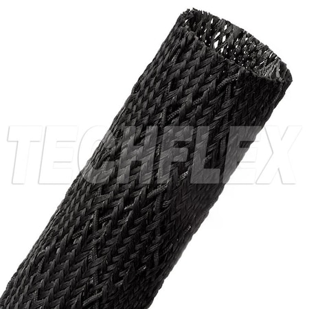 Braided Cable Sleeve, 1-1/2 in Inside Dia., 5-3/8 in Max Bundle Dia., 25 ft, Fiberglass, Black MPN:FGS1.50BK