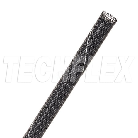 Braided Cable Sleeve, 1/4 in Inside Dia., 7/16 in Max Bundle Dia., 200 ft, Black; White MPN:HTN0.25TB