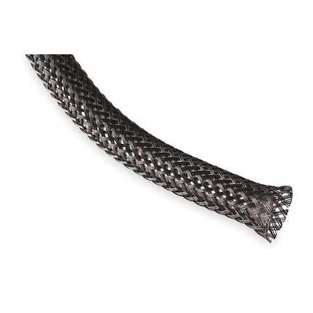 Braided Cable Sleeve, 1 in Inside Dia., 1-1/2 in Max Bundle Dia., 10 ft, Polyethylene Terephthalate MPN:HWN1.00BK10
