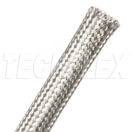 Braided Cable Sleeve, 25/32 in Inside Dia., 50 ft, Copper, Silver MPN:MBN0.78SV