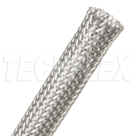 Braided Cable Sleeve, 1 in Inside Dia., 50 ft, Copper, Silver MPN:MBN1.00SV