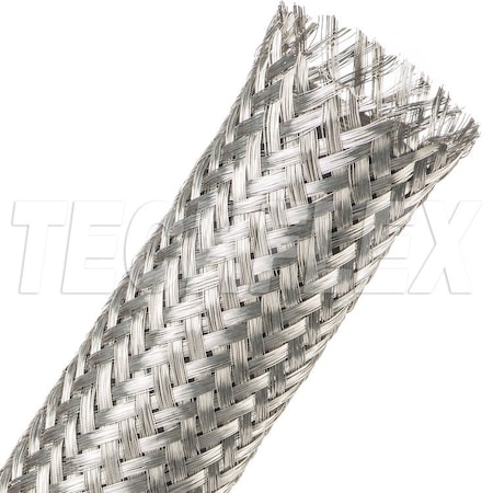 Braided Cable Sleeve, 1-1/2 in Inside Dia., 50 ft, Copper, Silver MPN:MBN1.50SV