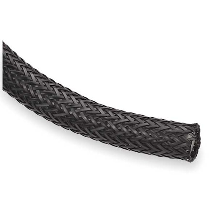 Braided Cable Sleeve, 1 in Inside Dia., 1-1/4 in Max Bundle Dia., 10 ft, Nylon, Black MPN:NHN1.00BK10