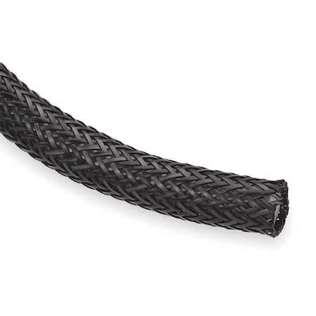 Braided Cable Sleeve, 1 in Inside Dia., 1-1/4 in Max Bundle Dia., 50 ft, Nylon, Black MPN:NHN1.00BK50