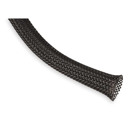 Braided Cable Sleeve, 3/8 in Inside Dia., 1/2 in Max Bundle Dia., 50 ft, Polyethylene Terephthalate MPN:PTN0.38BK50