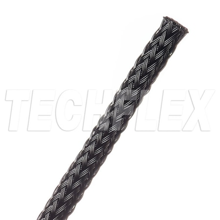 Braided Cable Sleeve, 1/4 in Inside Dia., 1/2 in Max Bundle Dia., 100 ft, Nylon, Black MPN:SDN0.25BK