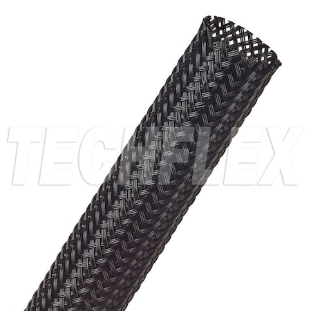 Braided Cable Sleeve, 1 in Inside Dia., 1-1/2 in Max Bundle Dia., 50 ft, Nylon, Black MPN:SDN1.00BK