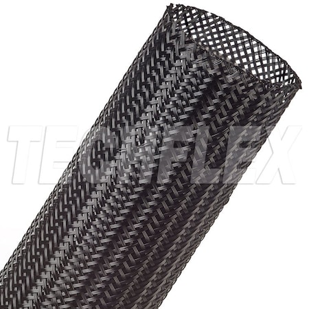 Braided Cable Sleeve, 2-1/4 in Inside Dia., 3 in Max Bundle Dia., 25 ft, Nylon, Black MPN:SDN2.25BK