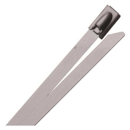 Cable Tie, 7-1/2 in L, Silver, Stainless Steel, 100 lb Strength MPN:SSS7.50SV10