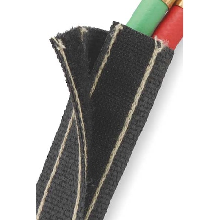 Braided Cable Wrap, 3 in Inside Dia., 3 in Max Bundle Dia., 25 ft, Fiberglass, Black MPN:WWN3.00BK25