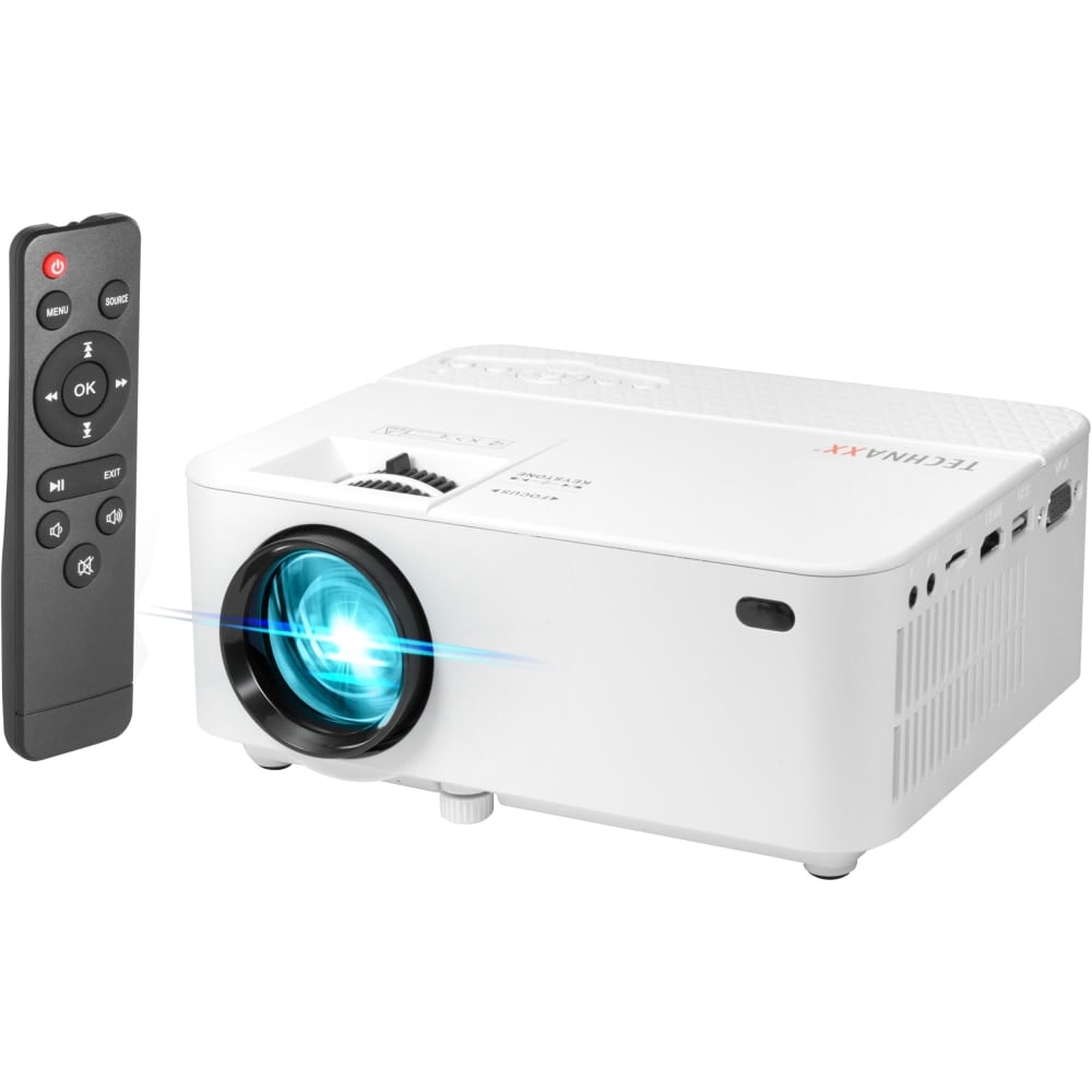 Technaxx Beamer TX-113 LCD Projector - 16:9 - White - 800 x 480 - Front - 480p - 40000 Hour Normal Mode - VGA - 2, 000:1 - 1800 lm - HDMI - USB MPN:4781