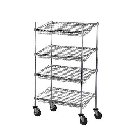 Sgl-Sided Sloped Shelf (4) Cart, 18x36x69 MPN:SL436