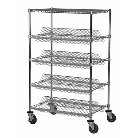 Dbl-Sided Sloped Shelf (4) Cart, 24x24x69 MPN:STR424