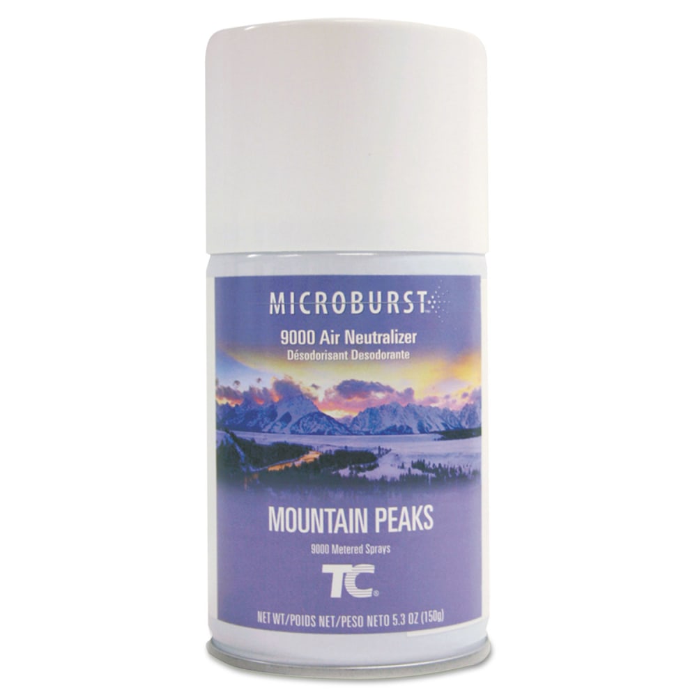 Rubbermaid Commercial TC Microburst 9000 Air Freshener Refill, Mountain Peaks, 5.3 oz Aerosol Spray, 4/Carton MPN:FG4012461