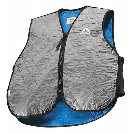 Evaporative Cooling Vest, Nylon, Evaporative, 5 to 10 hr Max Cooling Time, Zipper Closure, Silver MPN:6529-SILVERL