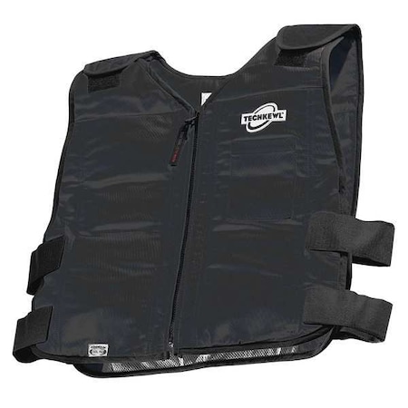 Cooling Vest, Cotton, Cold Pack Inserts, 2 to 3 hr Max Cooling Time, Zipper Closure, 21 in Length MPN:6626-BK-ML
